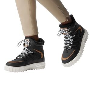 Sorel One Ave Trek Faux Fur Trim Waterproof Black Sneaker Boots – Sz 10M